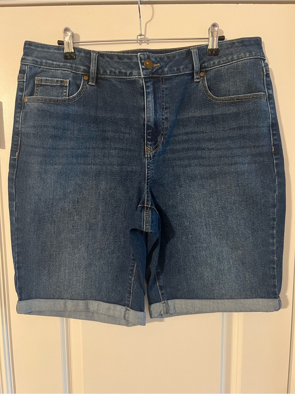 Denim Roll-Hem Shorts